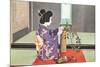 Geisha doing Ikebana, Photograph-null-Mounted Art Print