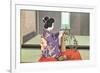 Geisha doing Ikebana, Photograph-null-Framed Premium Giclee Print