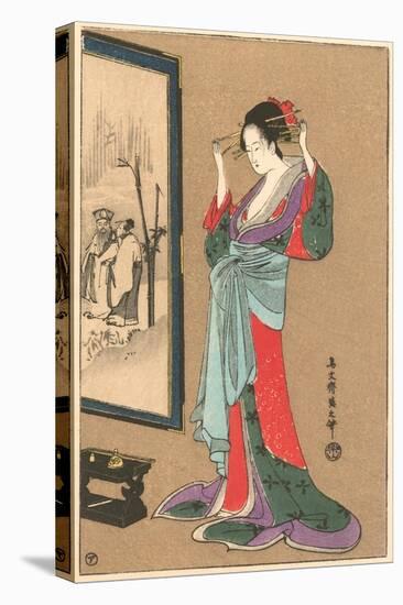 Geisha Fixing Hairdo-null-Stretched Canvas