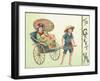 Geisha Girl Being Pulled in Cart, Christmas Card-null-Framed Giclee Print