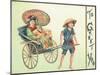 Geisha Girl Being Pulled in Cart, Christmas Card-null-Mounted Giclee Print