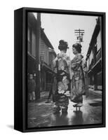 Geisha Girl Chats with Young Novice, Yoko Minami, Who is Studying to Become a Geisha-Alfred Eisenstaedt-Framed Stretched Canvas