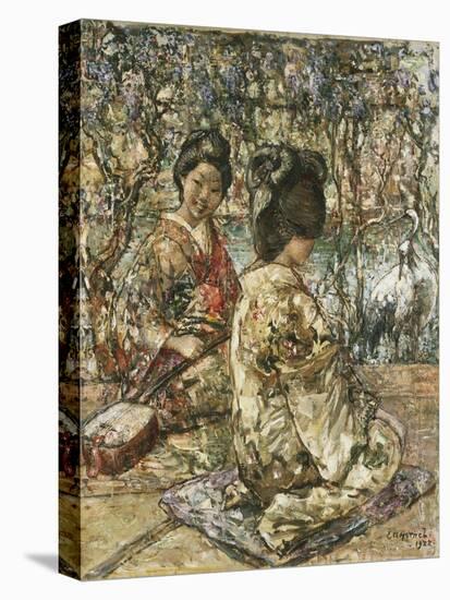 Geisha Girls in a Japanese Garden-Edward Atkinson Hornel-Stretched Canvas