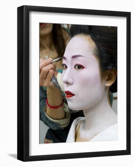 Geisha Having Her Make-Up Applied, Kyoto, Kansai Region, Honshu, Japan, Asia-Gavin Hellier-Framed Photographic Print