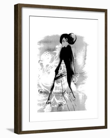 Geisha in Charcoal-FS Studio-Framed Giclee Print