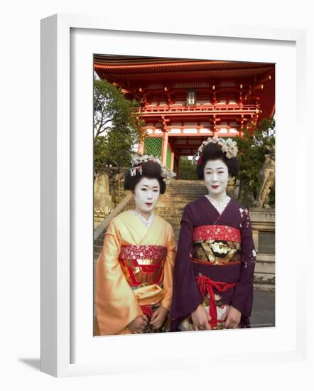 Geisha Maiko at Kiyomizu Dera Temple, Unesco World Heritage Site, Kyoto City, Honshu, Japan-Christian Kober-Framed Photographic Print