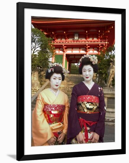 Geisha Maiko at Kiyomizu Dera Temple, Unesco World Heritage Site, Kyoto City, Honshu, Japan-Christian Kober-Framed Photographic Print