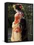 Geisha, Maiko in Gion, Kyoto City, Honshu, Japan-Christian Kober-Framed Stretched Canvas