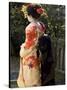Geisha, Maiko in Gion, Kyoto City, Honshu, Japan-Christian Kober-Stretched Canvas