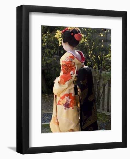 Geisha, Maiko in Gion, Kyoto City, Honshu, Japan-Christian Kober-Framed Premium Photographic Print