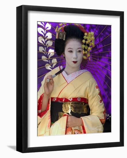 Geisha, Maiko in Gion, Kyoto City, Honshu, Japan-Christian Kober-Framed Photographic Print