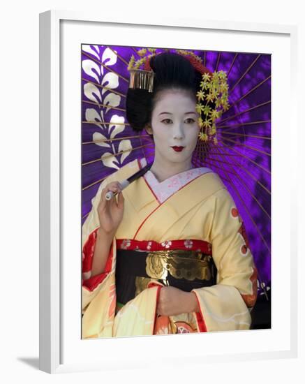 Geisha, Maiko in Gion, Kyoto City, Honshu, Japan-Christian Kober-Framed Photographic Print