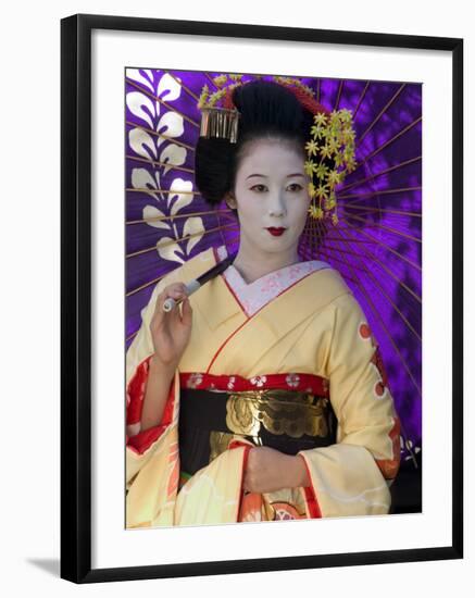 Geisha, Maiko in Gion, Kyoto City, Honshu, Japan-Christian Kober-Framed Photographic Print