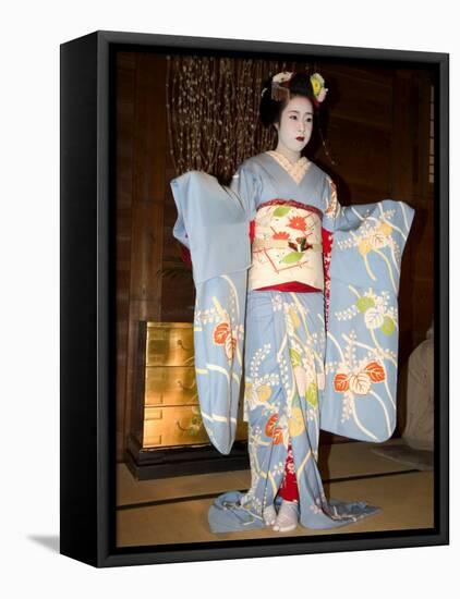 Geisha, Maiko (Trainee Geisha) Entertainment, Kyoto City, Honshu, Japan-Christian Kober-Framed Stretched Canvas