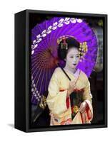 Geisha, Maiko (Trainee Geisha) in Gion, Kyoto City, Honshu, Japan-Christian Kober-Framed Stretched Canvas