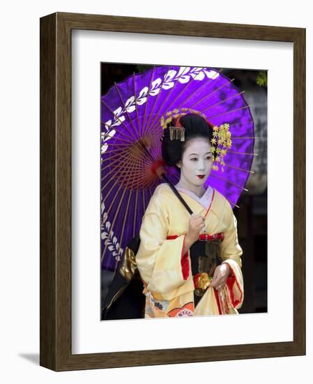 Geisha, Maiko (Trainee Geisha) in Gion, Kyoto City, Honshu, Japan-Christian Kober-Framed Photographic Print