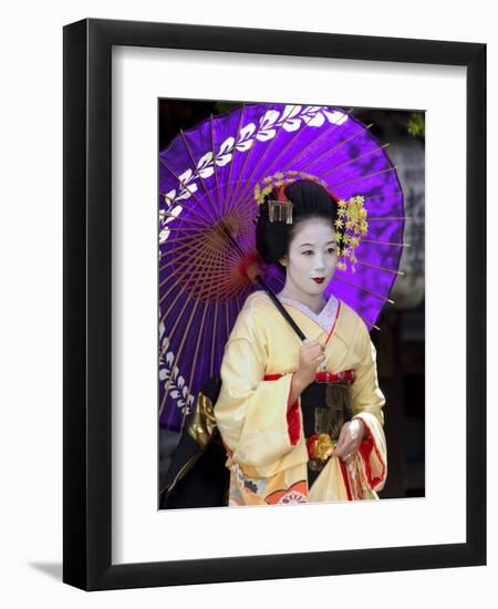 Geisha, Maiko (Trainee Geisha) in Gion, Kyoto City, Honshu, Japan-Christian Kober-Framed Photographic Print