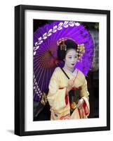 Geisha, Maiko (Trainee Geisha) in Gion, Kyoto City, Honshu, Japan-Christian Kober-Framed Photographic Print