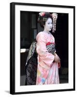 Geisha, Maiko (Trainee Geisha) in Gion, Kyoto City, Honshu, Japan-Christian Kober-Framed Photographic Print