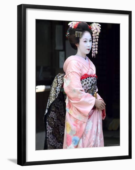 Geisha, Maiko (Trainee Geisha) in Gion, Kyoto City, Honshu, Japan-Christian Kober-Framed Photographic Print