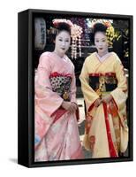 Geisha, Maiko (Trainee Geisha) in Gion, Kyoto City, Honshu, Japan-Christian Kober-Framed Stretched Canvas