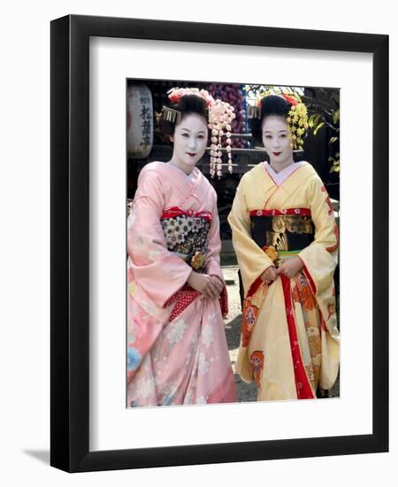 Geisha, Maiko (Trainee Geisha) in Gion, Kyoto City, Honshu, Japan-Christian Kober-Framed Premium Photographic Print