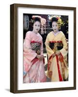 Geisha, Maiko (Trainee Geisha) in Gion, Kyoto City, Honshu, Japan-Christian Kober-Framed Photographic Print