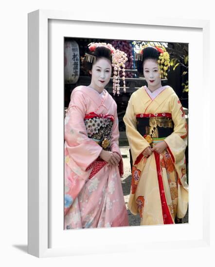 Geisha, Maiko (Trainee Geisha) in Gion, Kyoto City, Honshu, Japan-Christian Kober-Framed Photographic Print