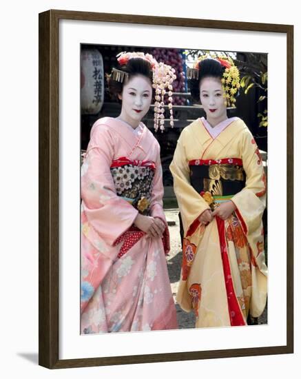 Geisha, Maiko (Trainee Geisha) in Gion, Kyoto City, Honshu, Japan-Christian Kober-Framed Photographic Print