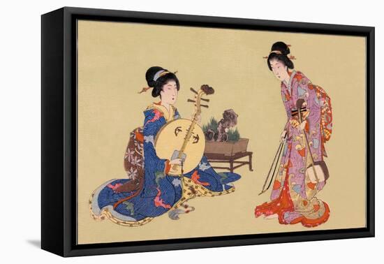 Geisha Musicians-null-Framed Stretched Canvas