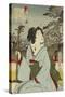 Geisha, No Date (Woodblock Print)-Toyohara Kunichika-Stretched Canvas