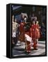 Geisha Parade, Geishas Dressed in Traditional Costume, Kimono, Kyoto, Honshu, Japan-null-Framed Stretched Canvas