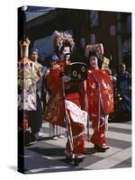 Geisha Parade, Geishas Dressed in Traditional Costume, Kimono, Kyoto, Honshu, Japan-null-Stretched Canvas