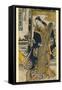 Geisha Playing a Zither, Japanese Wood-Cut Print-Lantern Press-Framed Stretched Canvas