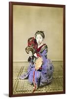 Geisha Playing the Tsuzumi, Japan, 1882-Felice Beato-Framed Giclee Print