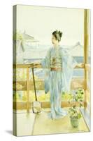 Geisha Standing on a Balcony, 1893-Anton Alois Stern-Stretched Canvas