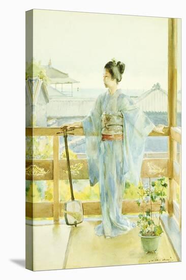 Geisha Standing on a Balcony, 1893-Anton Alois Stern-Stretched Canvas