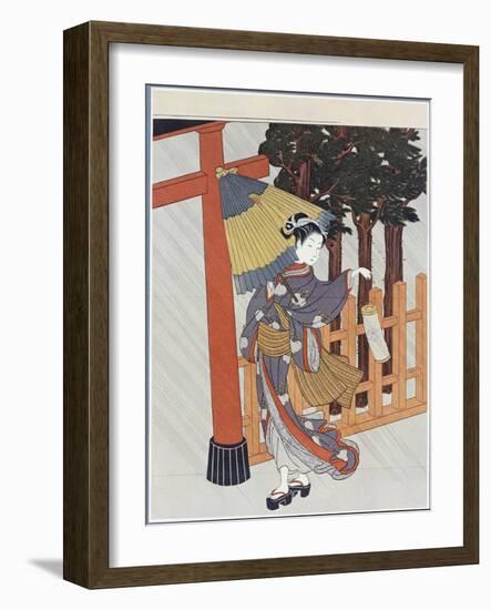 Geisha Visiting a Shrine-Suzuki Harunobu-Framed Giclee Print