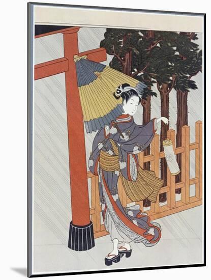 Geisha Visiting a Shrine-Suzuki Harunobu-Mounted Giclee Print