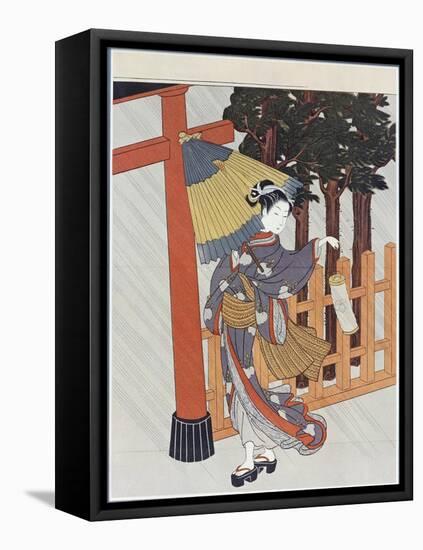 Geisha Visiting a Shrine-Suzuki Harunobu-Framed Stretched Canvas