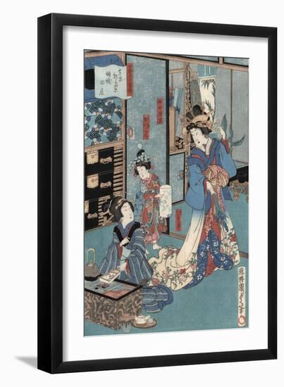 Geisha with Hibachi-Utagawa Kunisada II-Framed Giclee Print