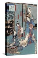 Geisha with Hibachi-Utagawa Kunisada II-Stretched Canvas