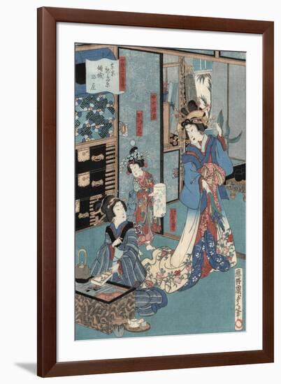 Geisha with Hibachi-Utagawa Kunisada II-Framed Giclee Print