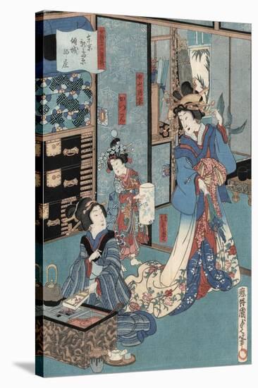 Geisha with Hibachi-Utagawa Kunisada II-Stretched Canvas