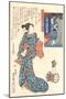 Geisha with Japanese Writing-null-Mounted Art Print