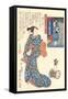 Geisha with Japanese Writing-null-Framed Stretched Canvas