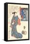 Geisha with Japanese Writing-null-Framed Stretched Canvas