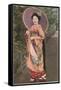 Geisha with Parasol-null-Framed Stretched Canvas