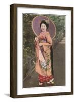 Geisha with Parasol-null-Framed Art Print