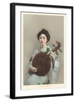Geisha with Samisen-null-Framed Art Print